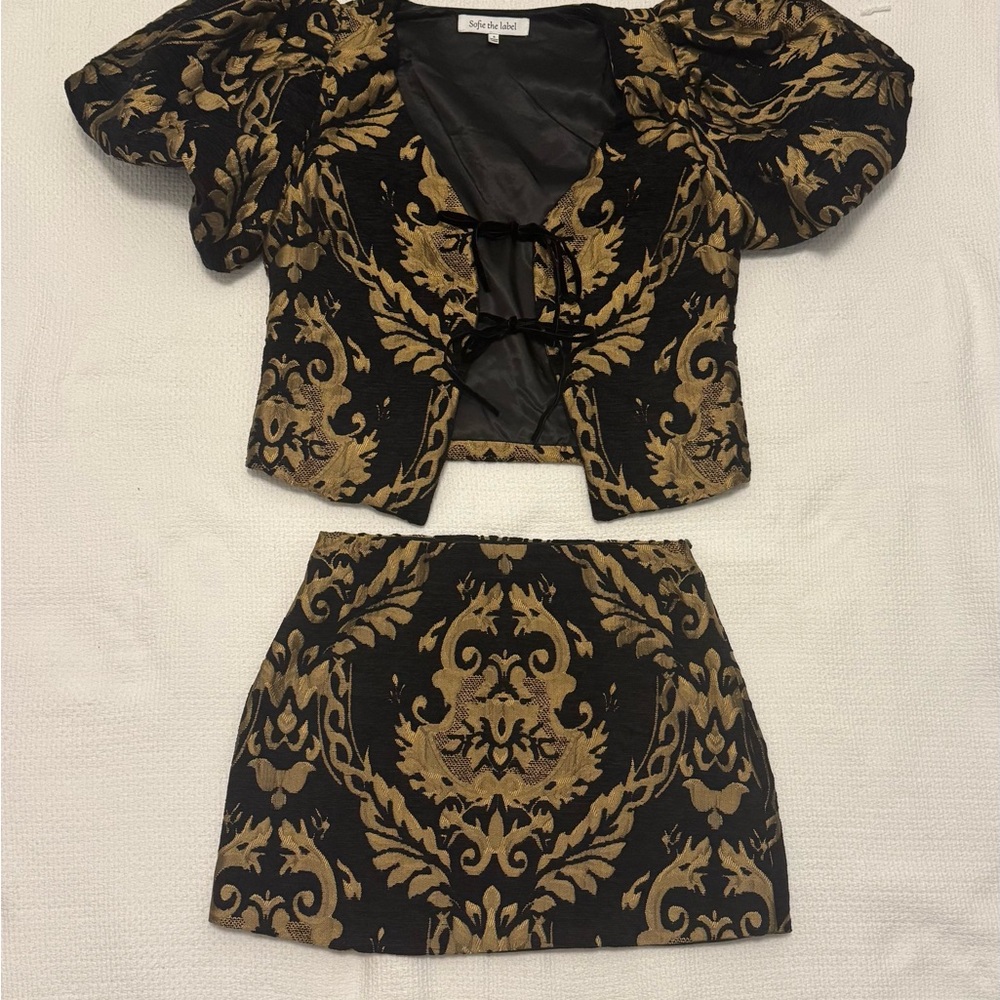 Black and Gold Women's Top & Skirt Set